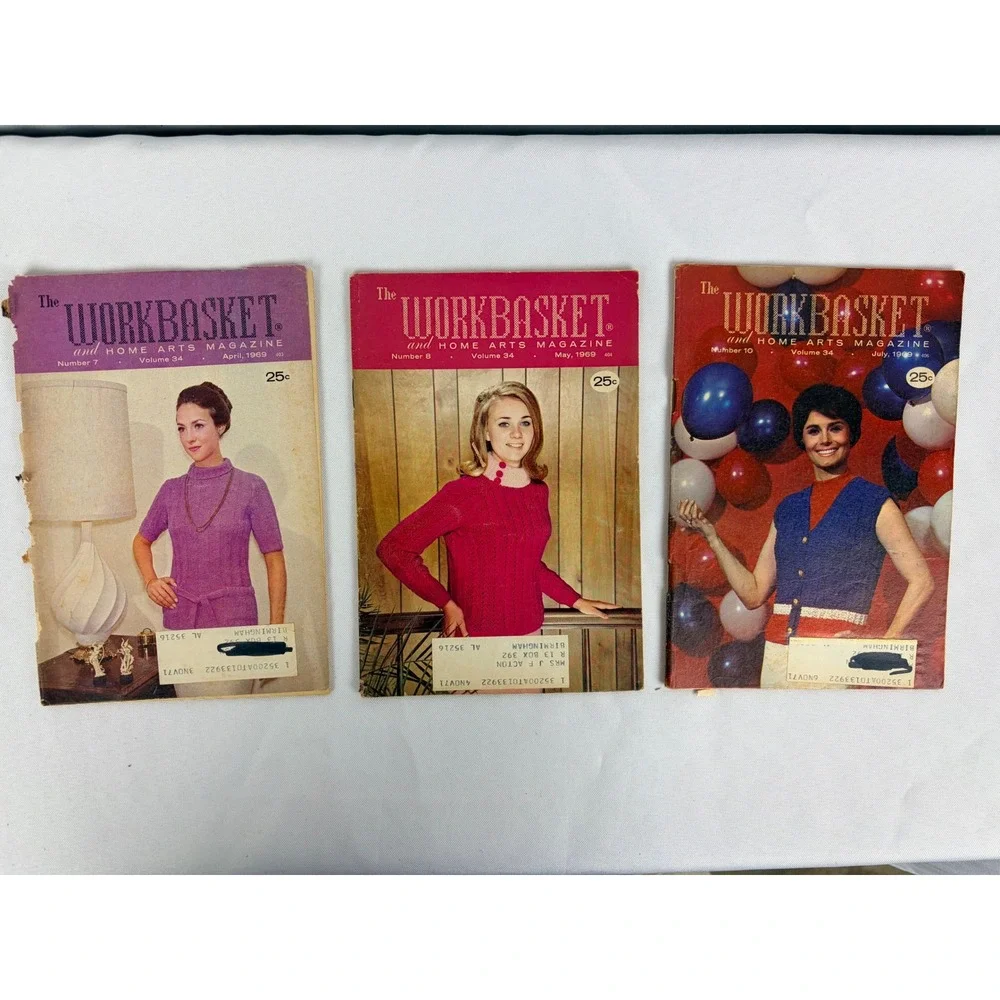 Vintage 1969‎ Workbasket Home Arts Magazine Lot of 10 Knitting Crochet Pattern